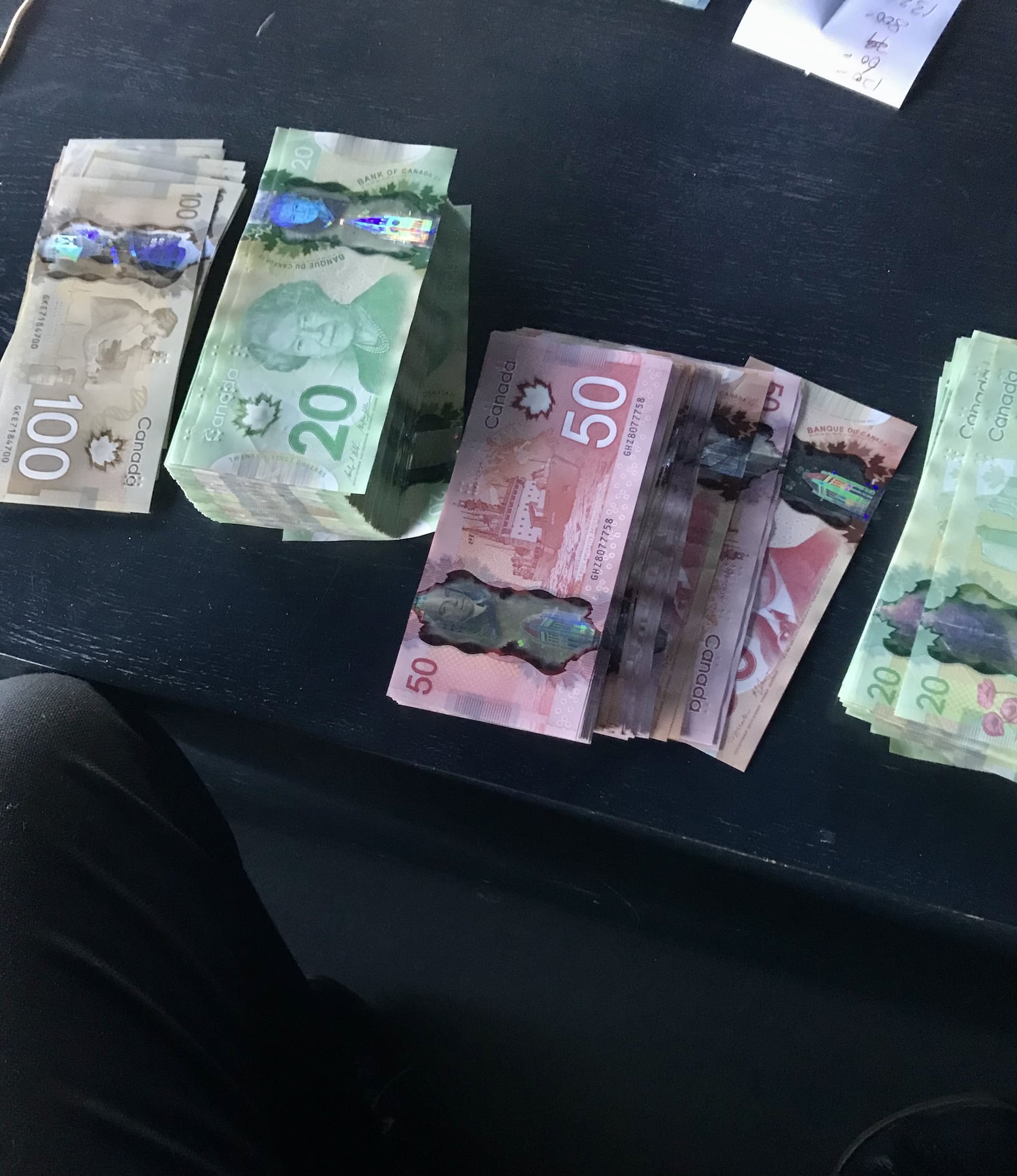 Cash laid out after a karaoke shift