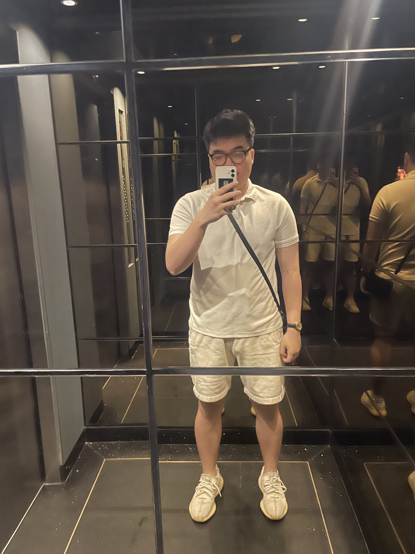 Johan in the elevator heading to the Vietnam office